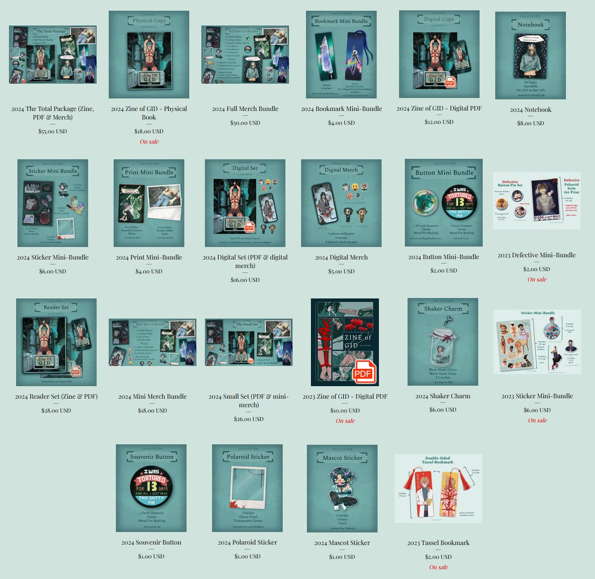 LAST CALL FOR THE 2024 EDITION! Our shop closes 1/31 midnight PST! See anything you like? GRAB IT NOW
zineofgid.bigcartel.com