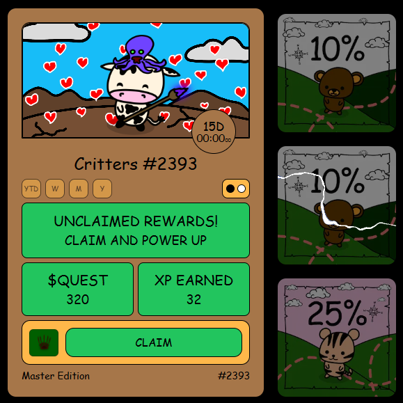 simotuki_nao's tweet photo. ✅@crittersquest
🥩NFT staking third day
⚔I will continue to contribute to the faction.
#MUDCLAW $QUEST https://t.co/i3ODKWSITy
