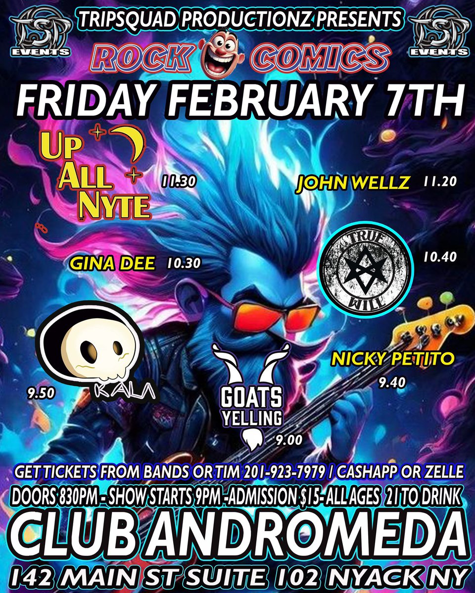 TrueWillBand's tweet photo. Live February 7th in Nyack, NY at club Andromeda! #truewillband #clubandromeda https://t.co/Eg6UunFqcE