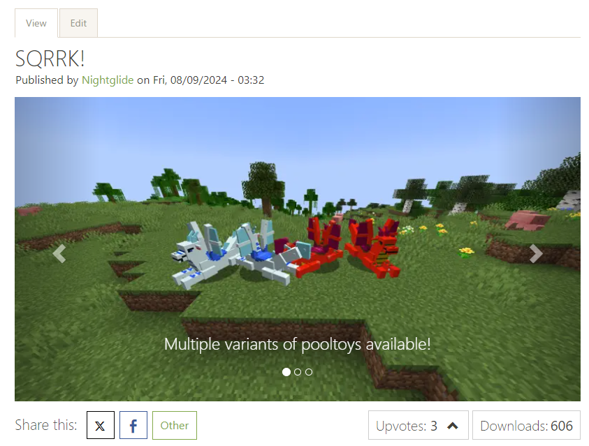 nightglide_'s tweet image. SQRRK! 1.8.1 is now public, adding a new species of Pooltoy - the Orca!

By the way, thank you so much for 600 downloads! Can we get to 700?

Google Drive: docs.google.com/document/d/1aV…

MCreator: mcreator.net/modification/1…