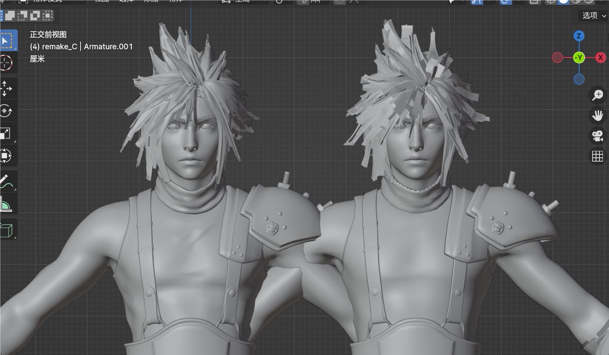 XiLing34602694's tweet image. Double polygon, for more refined hair🤣