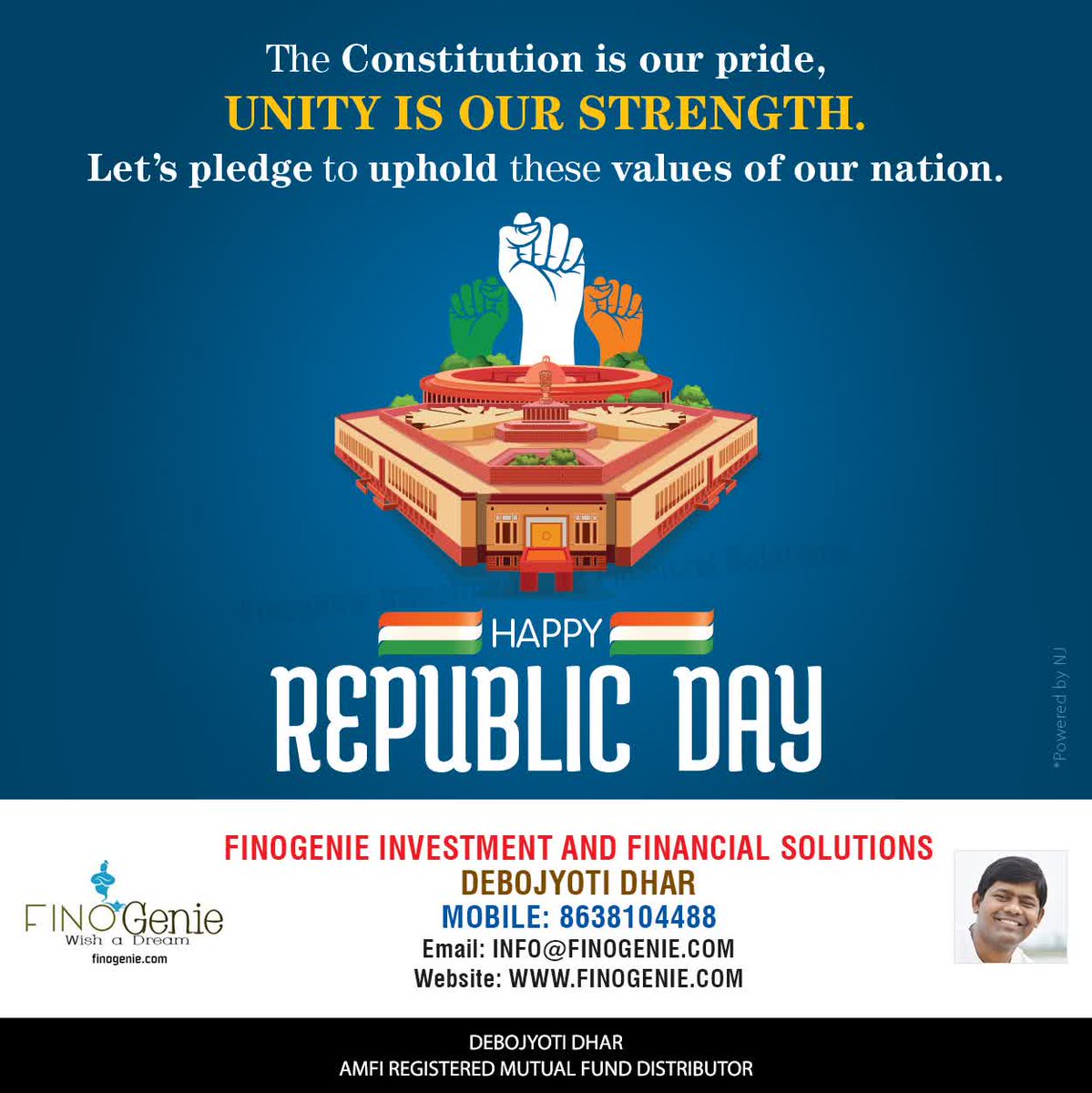 FINOGENIE1's tweet photo. Honoring the spirit of unity, diversity, and democracy this Republic Day as we celebrate our Constitution and the strength of our great nationâ??Jai Hind! https://t.co/HvveqoTN9H