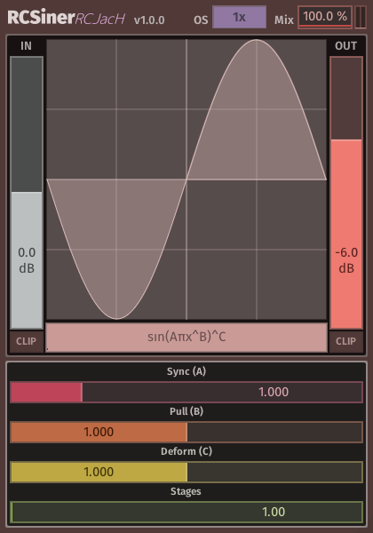 RCJacH's tweet photo. So the last audio plugin I was working on is on hold because of...well scoop creep...

So I made another one.
RCSiner is a sine based distortion with a huge range of sound.
GET IT NOW FOR FREE

https://t.co/s1yCrKXpu8 https://t.co/wOciEUOmeL