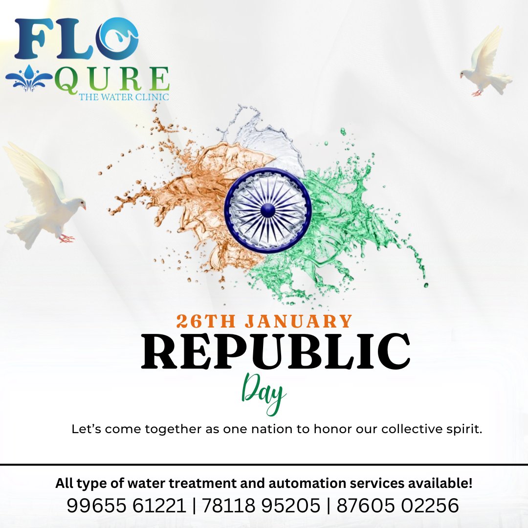 QureFlo's tweet photo. On this Republic Day, let's celebrate the spirit of democracy and the ideals that bind us together as a nation.

For details - 99655 61221 | 78118 95205 | 87605 02256
Mail - floqure@gmail.com

#RepublicDay2025 #RepublicDay #water #watertreatment https://t.co/ZhFNtRdDyl