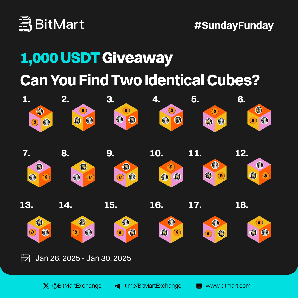 Fight, Fight, Fight!

🤯 Are you ready to have your mind boggled? Join our #SundayFunday and share 1,000 USDT

1️⃣Follow us
2️⃣QT with your answer &amp; tag 3 friends
3️⃣Fill: forms.gle/2i6LhyasEPPCMt…

$TRUMP #MELANIA $BTC #giveaway #BitMart