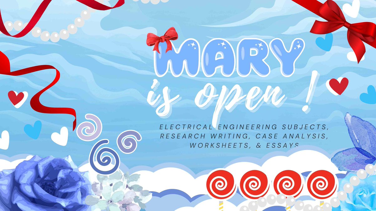 maryhelpsx's tweet photo. ༝༚ ༝༚  OPEN FOR ACADEMIC COMMS ༝༚ ༝༚ 

Good day! I'm Mary, an electrical engineering student. Interested in catering tasks related to my program, as well as research, essay, case analysis, and reports writing. ✧˖°. 

🫧 — if you require academic help, reach out.⭑.ᐟ https://t.co/StLuG5INOo