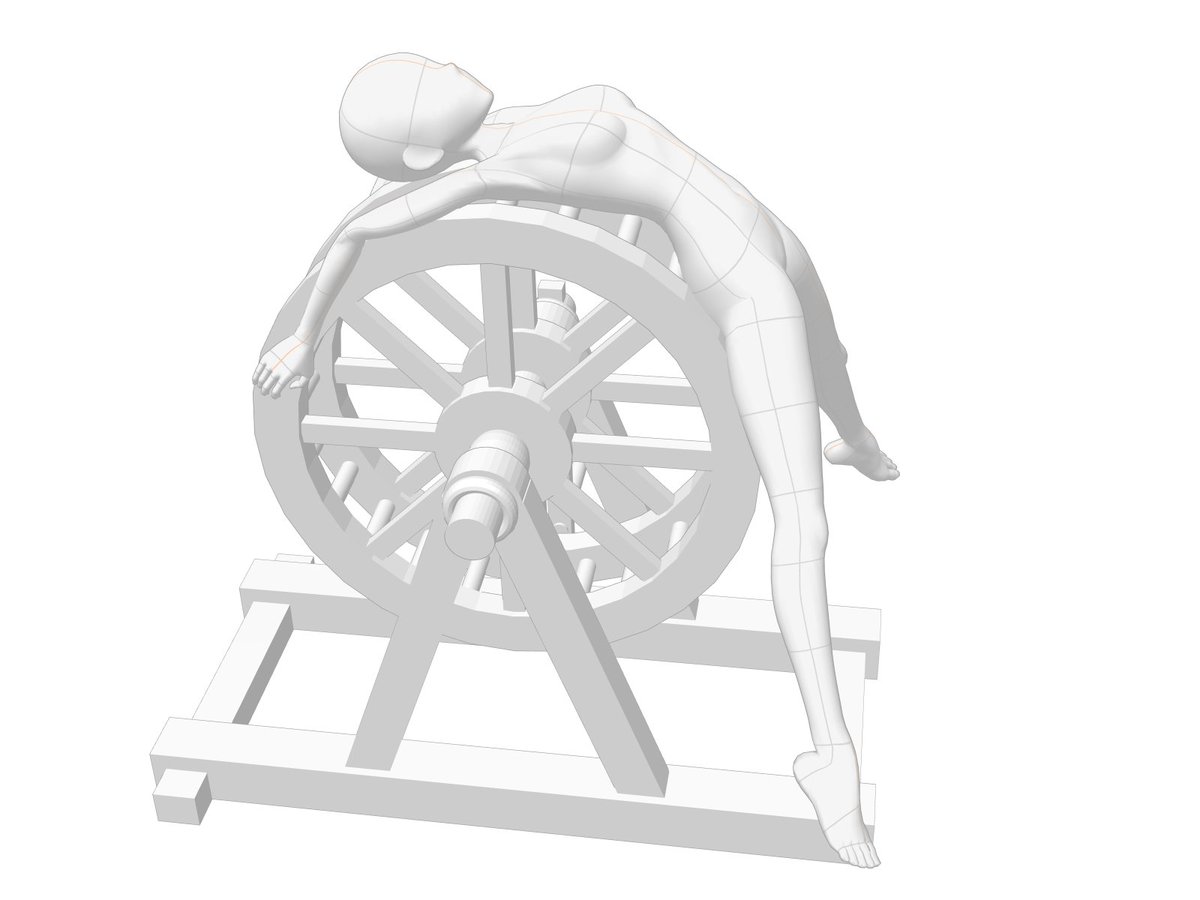 横から見るとこんなポーズ。
次はもっと淫靡に磔にして差し上げたいところ 