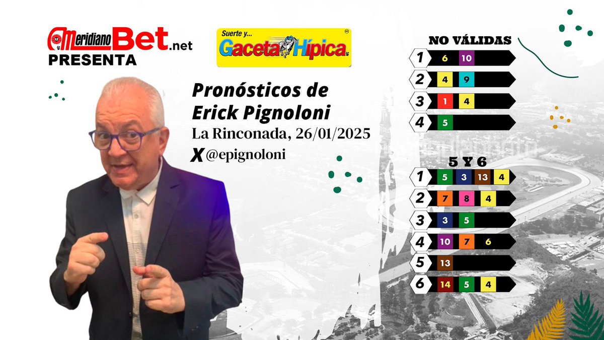 Pronósticos para La Rinconada de #GacetaHipica <a href="/MeridianoBet/">MeridianoBet</a> <a href="/Meridianoonline/">Meridiano</a> <a href="/clgiardinella/">Carlos Luis Giardinella</a> <a href="/jjreyes1981/">JUAN J REYES</a> <a href="/aaapignoloni/">Jorge Pignoloni</a> <a href="/OmarKhayyam6/">Omar Khayyam</a> <a href="/JCFeijoo/">Juan Carlos Feijoó González</a> <a href="/tuerta03/">Maria Alexandra Azar</a> <a href="/almadelhipismo/">Alma Rosa Verde</a>