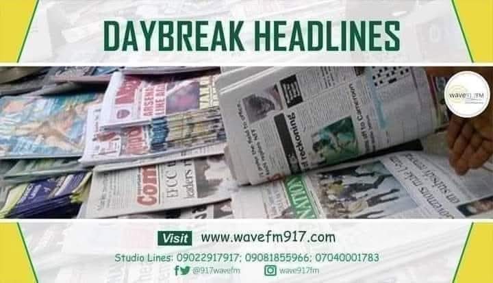 917wavefm's tweet photo. #DaybreakHeadlines w/ @AmaraDeborah1 &amp; @AdekunleAdejum6 on #SundayMorningGlory follow the conversation:https://t.co/2vVsK1etiO https://t.co/GcmyGpKqxB