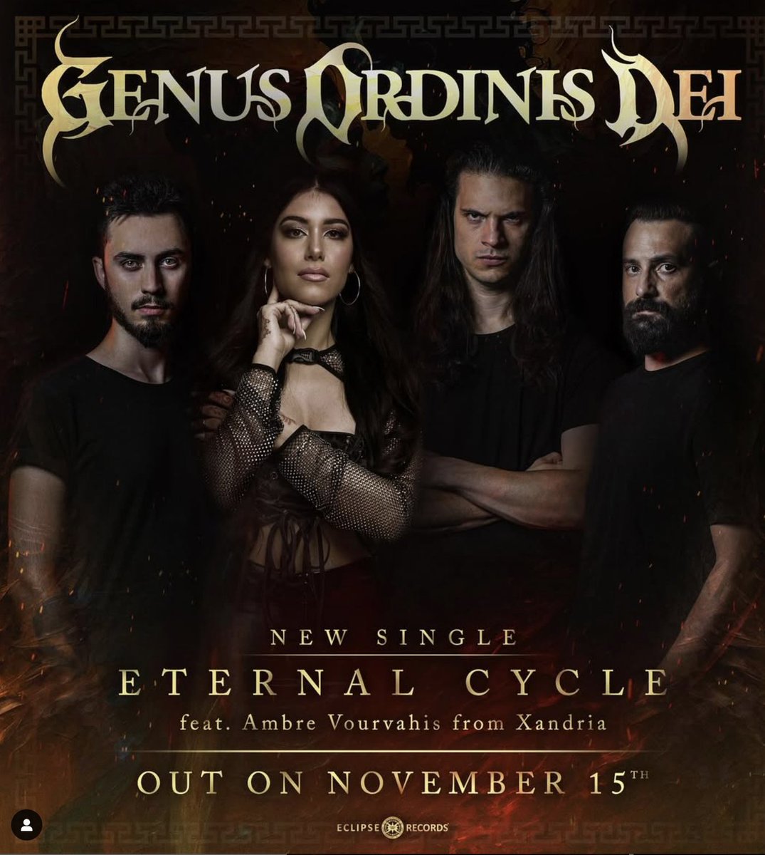 KickAssForever1's tweet image. GENUS ORDINIS DEI (Symphonic Death Metal -Italy 🇮🇹 )  - Release &quot;Eternal Cycle&quot; [feat. Ambre Vourvahis] official music video via Eclipse Records #GenusOrdinisDei #symphonicmetal #heavymetal

wp.me/p9NC0l-kla
