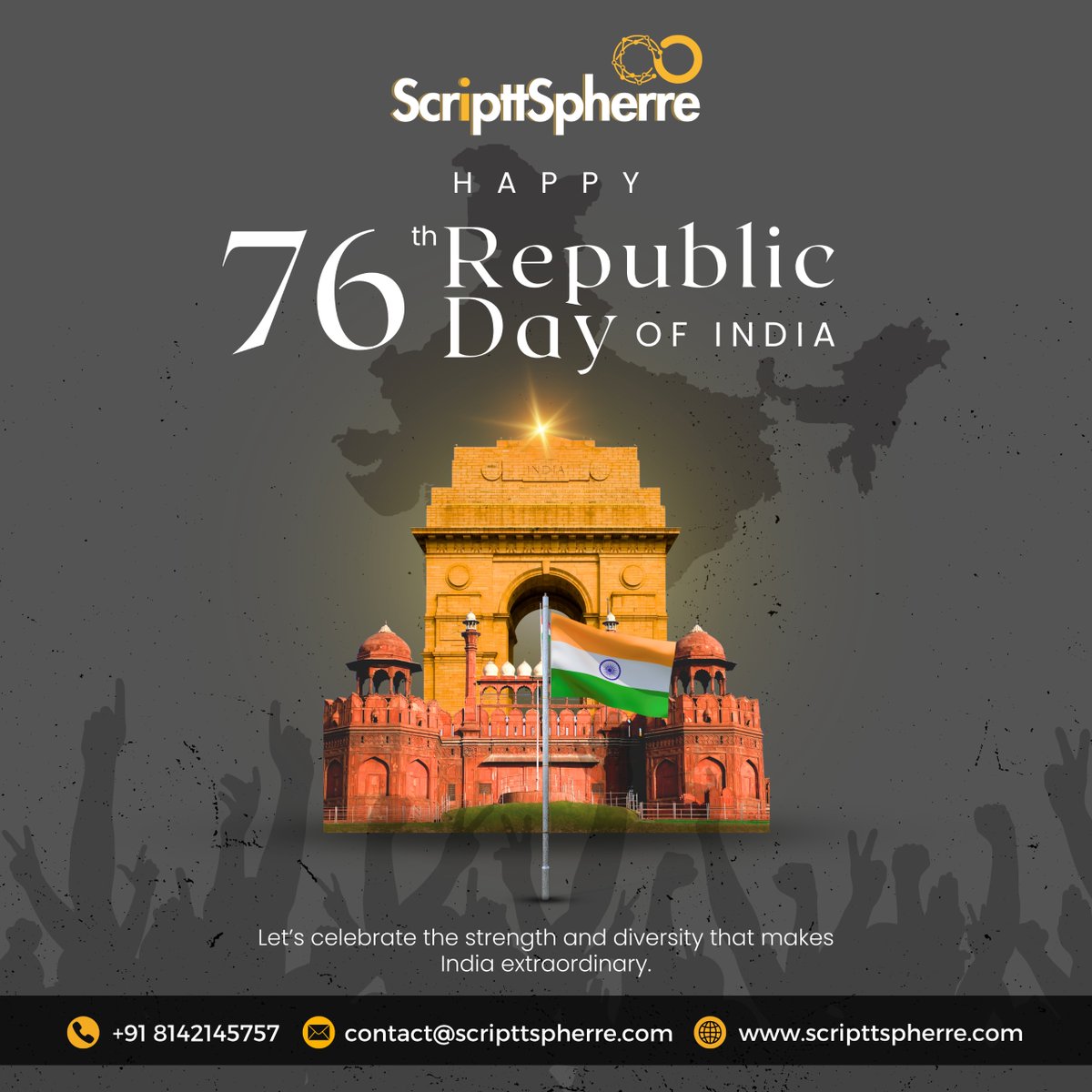 ScripttSpherre's tweet photo. 🇮🇳 Happy Republic Day from ScripttSpherre! 🇮🇳
@linktotap  #Scripttspherre #DigitalTransformation #ProudToBeIndian #RepublicDay2025 #digitalvisitingcard #IndiaPride #JaiHind #UnityInDiversity #CelebrateIndia #RepublicDayCelebrations #DigitalIndia #ProudIndian #linktotap https://t.co/83Uzt20eCw