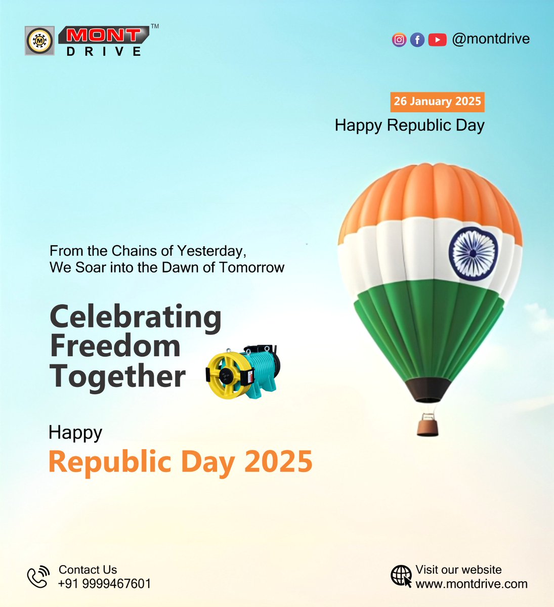 montdrivedelhi's tweet photo. *๐ฎ๐ณ Happy Republic Day! ๐ฎ๐ณ*
Letโs honor the values of freedom, equality, and justice that our Constitution upholds. ๐ฎ๐ณ
Jai Hind! ๐
#RepublicDay #RepublicDayParade #RepublicDayIndia #HappyRepublicDay #RepublicDayCelebration #India #UnityInDiversity #Freedom #MontDrive https://t.co/mjqSD9DlOX