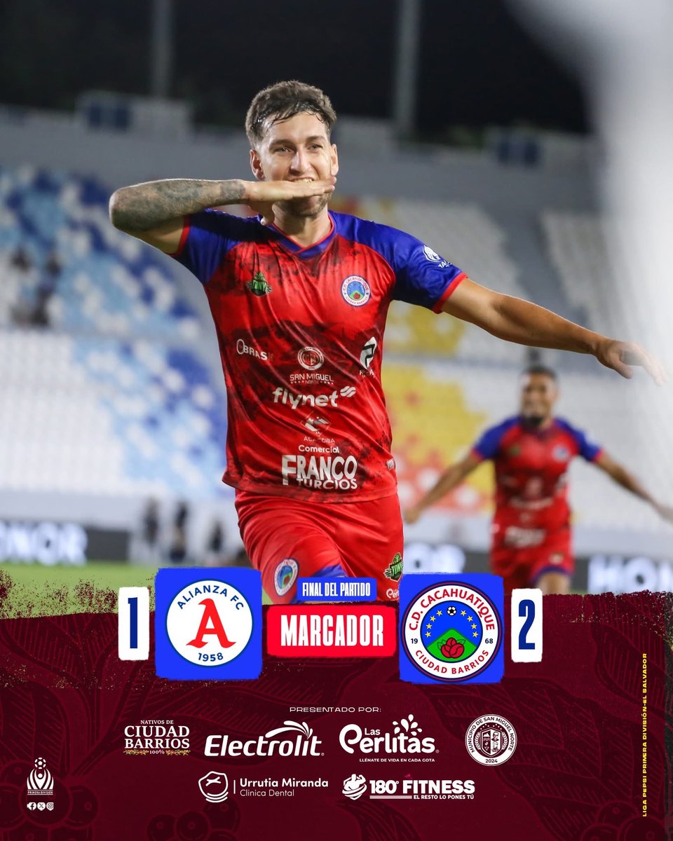 ⚽ ¡Fin del partido en el Estadio Mágico González!
Alianza FC 1️⃣ - 2️⃣ CD Cacahuatique

🔥 ¡Remontada épica de nuestros guerreros cafetaleros! ¡Nos llevamos la victoria con garra y corazón! 💪🔴🔵

¡Gracias, afición, por su apoyo incondicional! 👏 #TodosSomosCacahua
