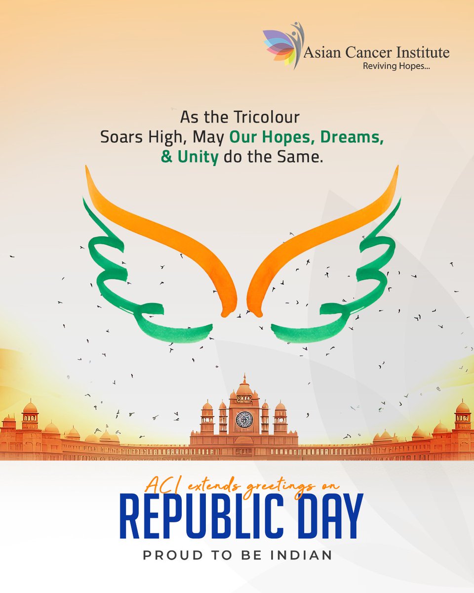 AsianCancerInst's tweet photo. As the tricolor soars high, let’s unite in hope, dreams, and progress! Wishing everyone a Happy Republic Day!
.
.
#HappyRepublicDay #ProudToBeIndian #UnityInDiversity #TricolorPride #RepublicDayCelebrations #ACI https://t.co/X6iMNzxIpZ