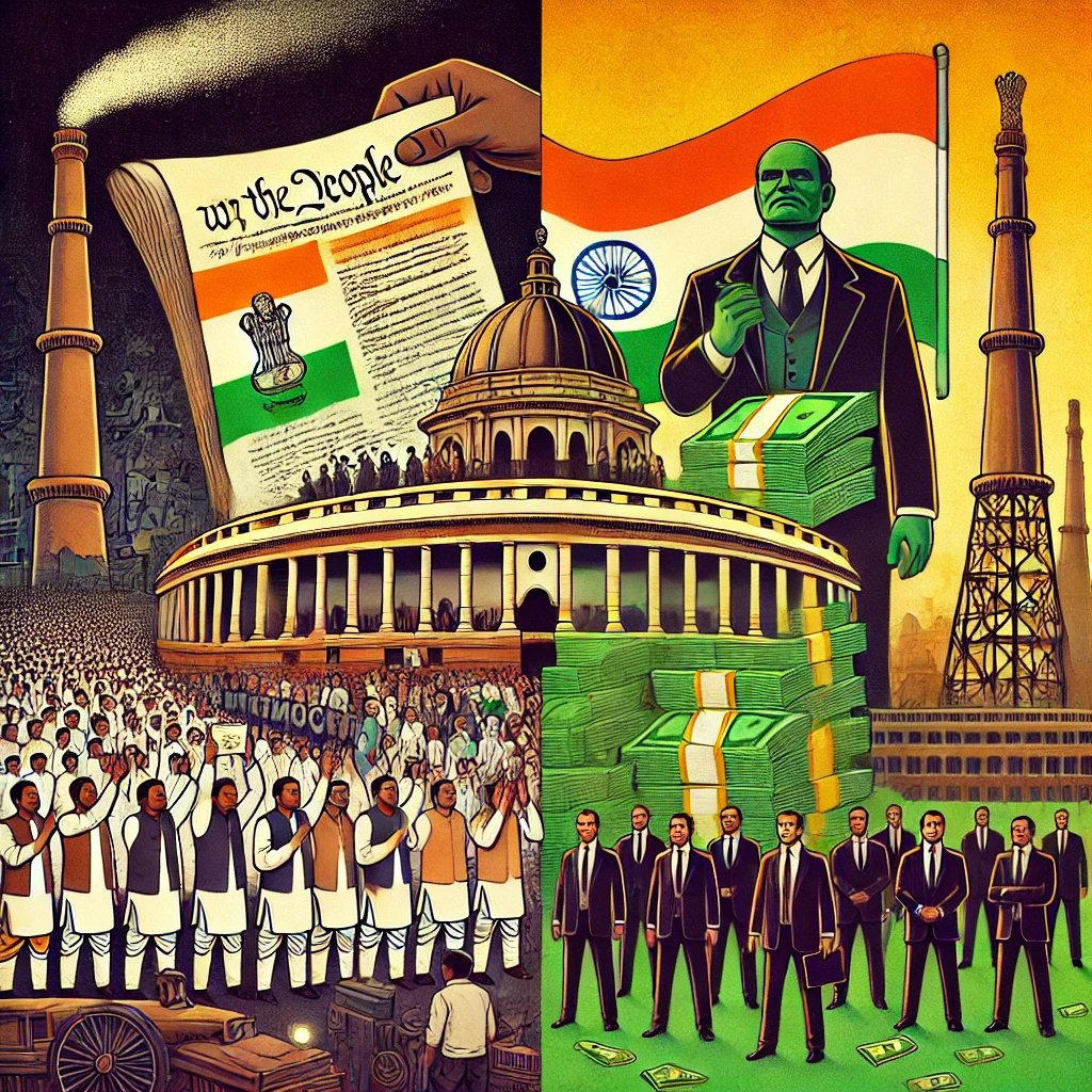 Capitalist Republic Day?

In 1950, Dr. Babasaheb Ambedkar gave the Constitution to the people of India, establishing the Republic. However, 75 years later, it appears that politicians have paved the way for the dominance of capitalists.

Let us observe 'Capitalist Republic Day'