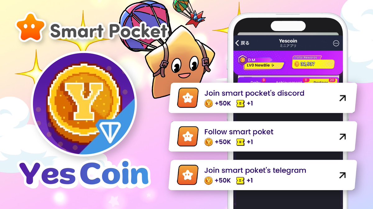A new collaboration event has started! 🎉🎉
Smart Pocket is now live on <a href="/Yescoin_Fam/">Yescoin</a> 

Join the event and earn rewards now! 🎁🌟