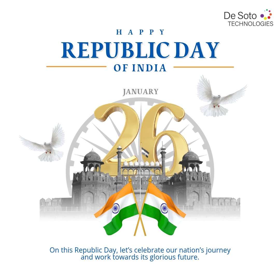 DeSotoTech's tweet photo. Saluting the Constitution that binds us and the tricolor that unites us. Happy Republic Day! 🇮🇳 

#RepublicDay #India #Desoto https://t.co/psyGLEUEww