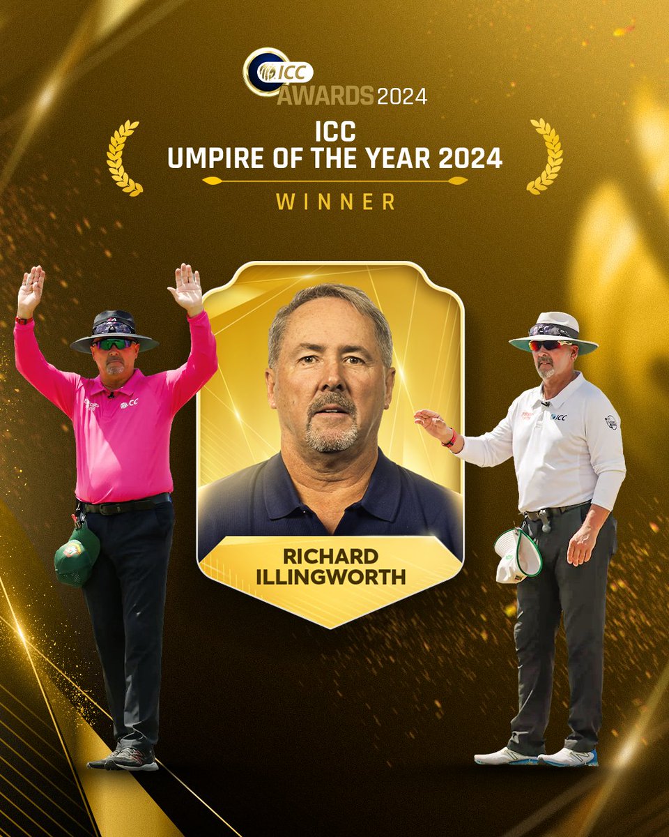 Congratulations to Richard Illingworth on being named the 2024 ICC Umpire of the Year 🌟