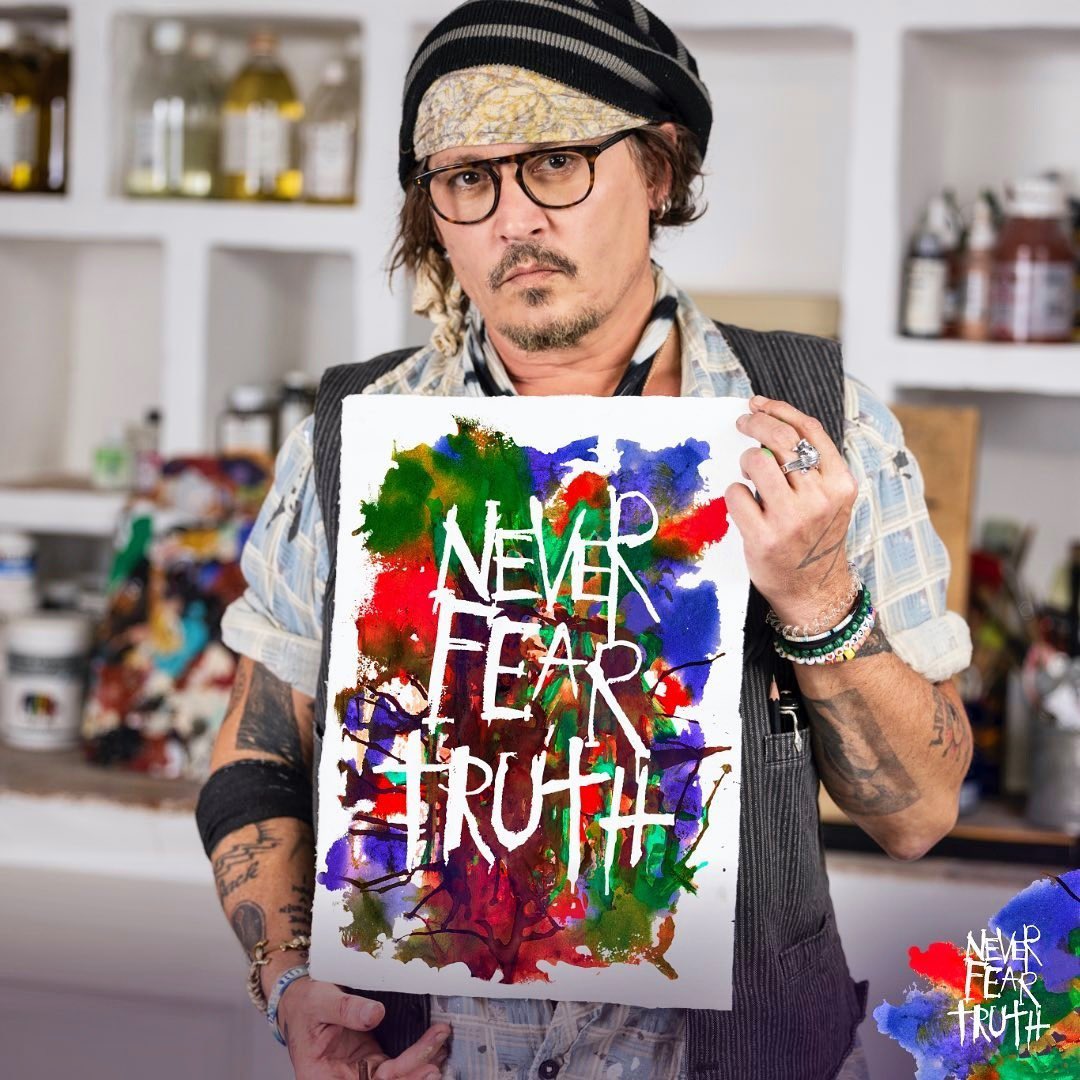 ReemDepp's tweet photo. Johnny Depp launched his debut NFT art project “Never Fear Truth” on January 26, 2022.

Johnny “I’ve always used art to express my feelings and to reflect on those who matter most to me, like my family, friends and people I admire. My paintings surround my life, but I kept them to myself and limited myself. No one should ever limit themselves."