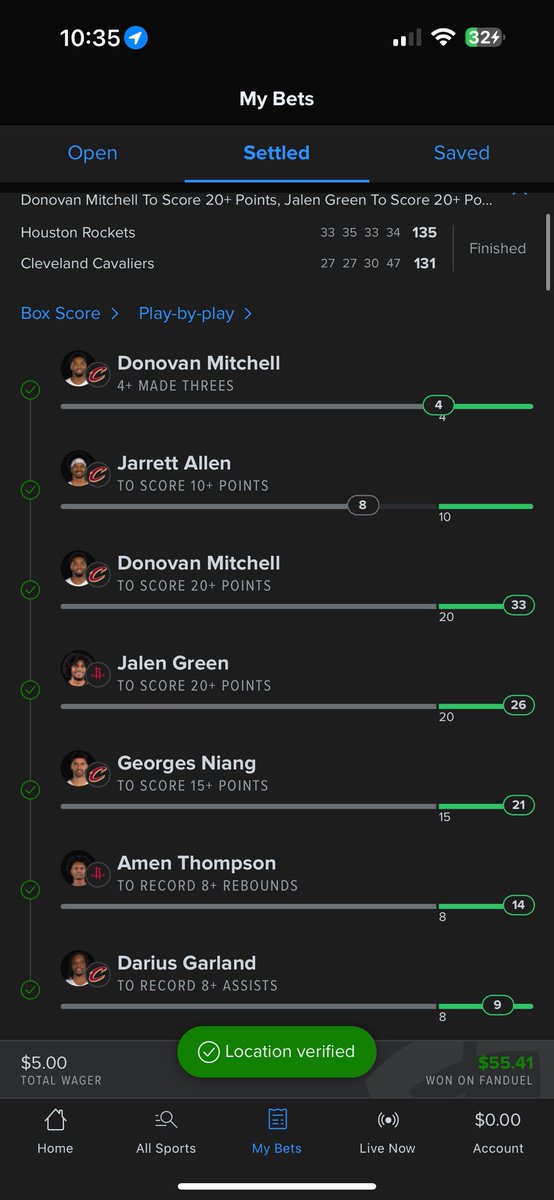 swingthecheeks's tweet photo. Forever thankful for the @FDSportsbook for cashing this when Jarrett Allen most definitely sold. https://t.co/6EGHrm7g0F