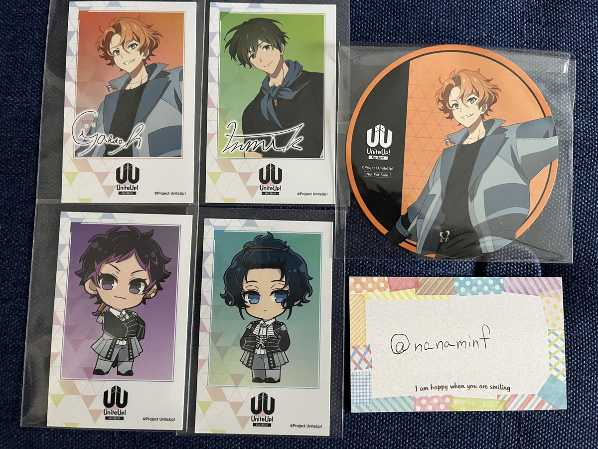 nanaminf's tweet photo. 【交換】 UniteUp!　プリンセスカフェ　

【譲】
〈コースター〉
楽翔
〈チェキ風カード〉
等身：楽翔、一澄
SD：潤、奏太

【求】
〈コースター〉
明良
〈チェキ風カード〉
等身：明良
SD：千紘

池袋手渡し希望、郵送も可能です。
検索からもお気軽にお声掛けください。
よろしくお願いいたします。 https://t.co/qPYFdgauIF