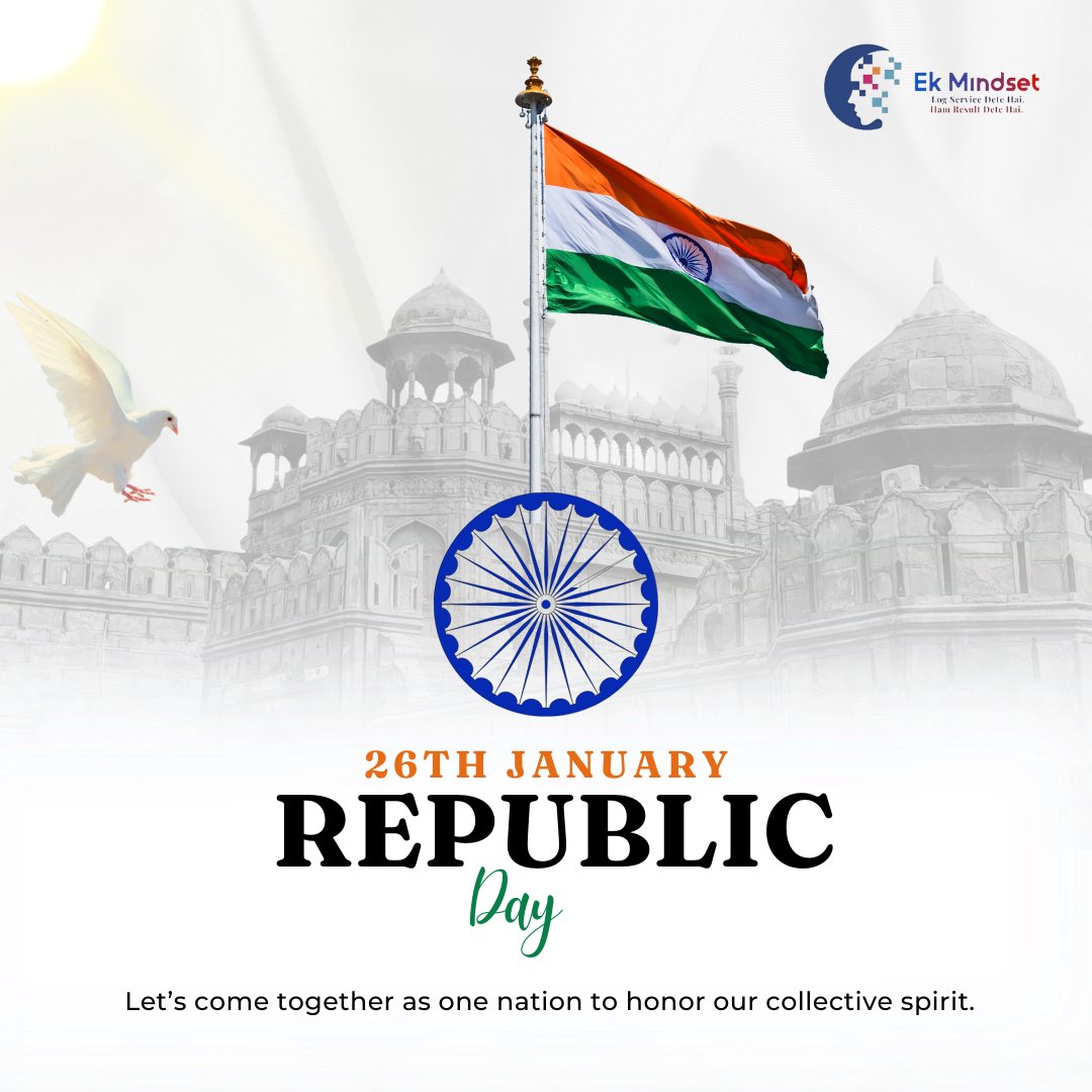 EkMindset's tweet photo. Sabke Liye Samaan Adhikaar!

This Republic Day, let's celebrate the spirit of equality that our Constitution guarantees to every Indian. Know your rights, protect your dignity, and stand for justice!

#ekmindset #RepublicDay https://t.co/l729bQdJEK