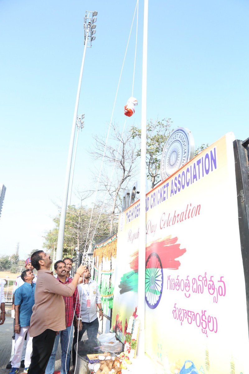 JaganMohanRaoA's tweet photo. 🇮🇳Hoisted the national flag on the eve of 76th Republic Day celebrations at Rajiv Gandhi International Cricket Stadium (RGICS), Uppal! 🏟️
Honoring the spirit of India and celebrating our nation's sovereignty and unity!
#RepublicDay #India #RGICS #Uppal #RepublicDayIndia https://t.co/eZE59ZTTsU