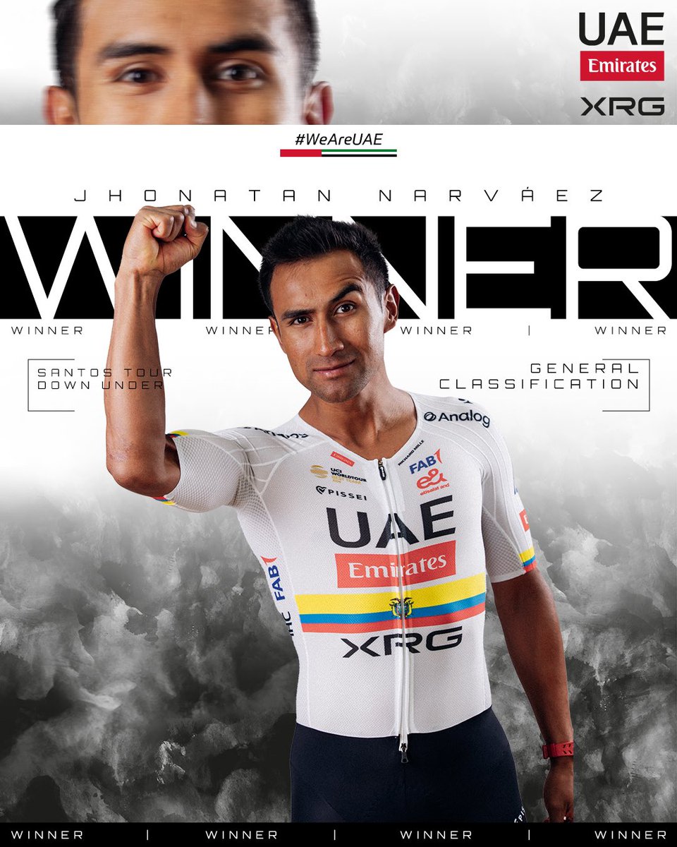 @UAE-TeamEmirates (@teamemiratesuae) on Twitter photo 🏆🦎 <a href="/NarvaezJho/">Jhonatan Narváez</a> wins #TourDownUnder 🇦🇺!
What a great week it has been! Let’s keep it going 🙌 #WeAreUAE 🏆🦎 <a href="/NarvaezJho/">Jhonatan Narváez</a> wins #TourDownUnder 🇦🇺!
What a great week it has been! Let’s keep it going 🙌 #WeAreUAE