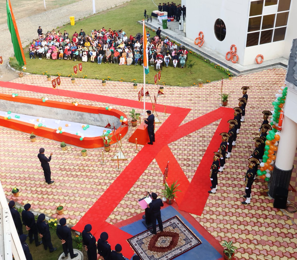 12bnndrf's tweet photo. On the occasion of #76thRepublicDay Sh. Manglemba Singh  (Offg. commandant) 12NDRF, Itanagar Unfurled the #NationalFlag  at #12NDRF BN HQ Hollongi, All Ranks joined the celebration alognwith families. https://t.co/O1Pn3ZuyA2
