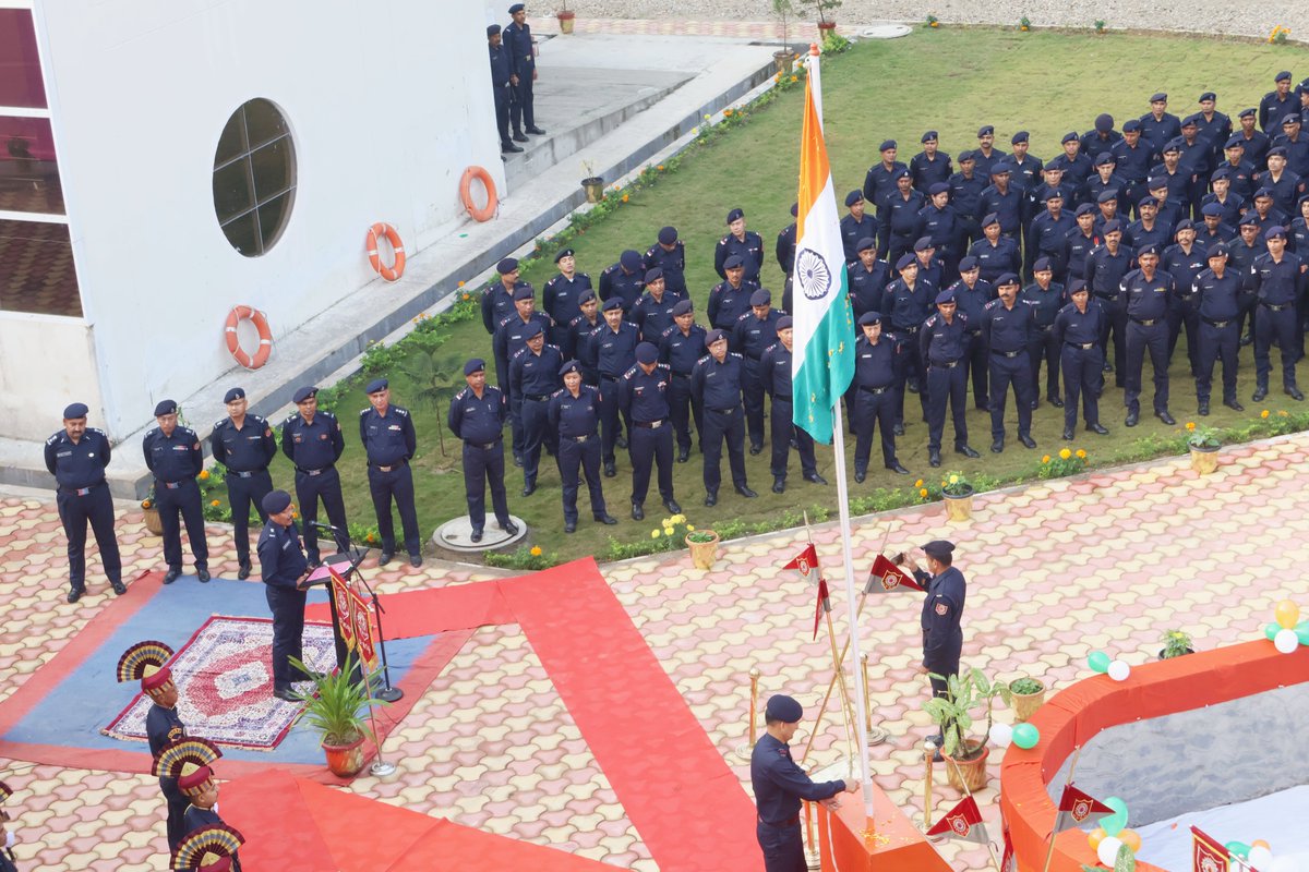 12bnndrf's tweet photo. On the occasion of #76thRepublicDay Sh. Manglemba Singh  (Offg. commandant) 12NDRF, Itanagar Unfurled the #NationalFlag  at #12NDRF BN HQ Hollongi, All Ranks joined the celebration alognwith families. https://t.co/O1Pn3ZuyA2