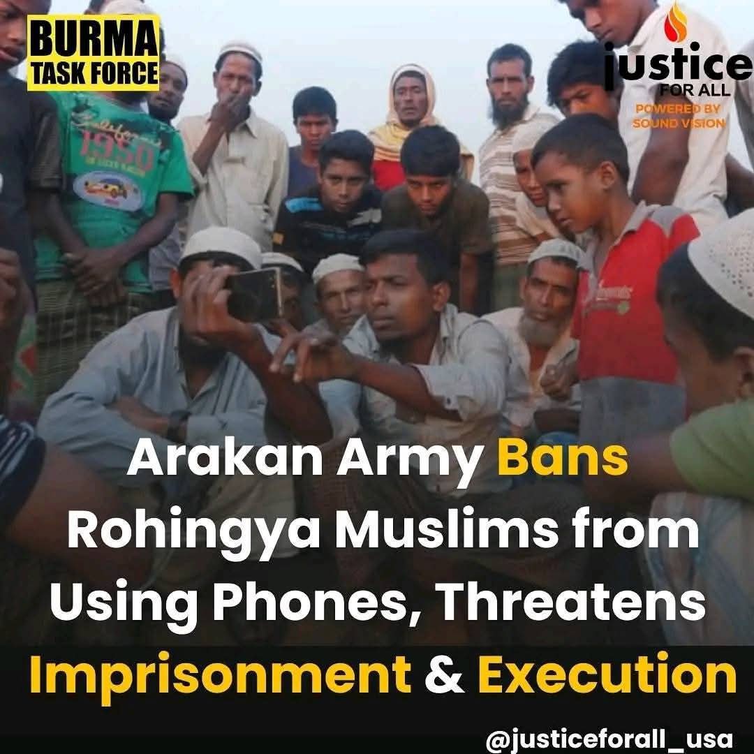 rokyawwintin's tweet photo. Arakan Army ( AA) bans Rohingya Muslims from using Phones

 It is very difficult to communicate with the Rohingya people who live inside the Arakan state Myanmar. 
They can't express their difficulties to the world due to the restriction of phone. 
 #safezoneforrohingya
#UN
#ICC https://t.co/DnCTykCNzm