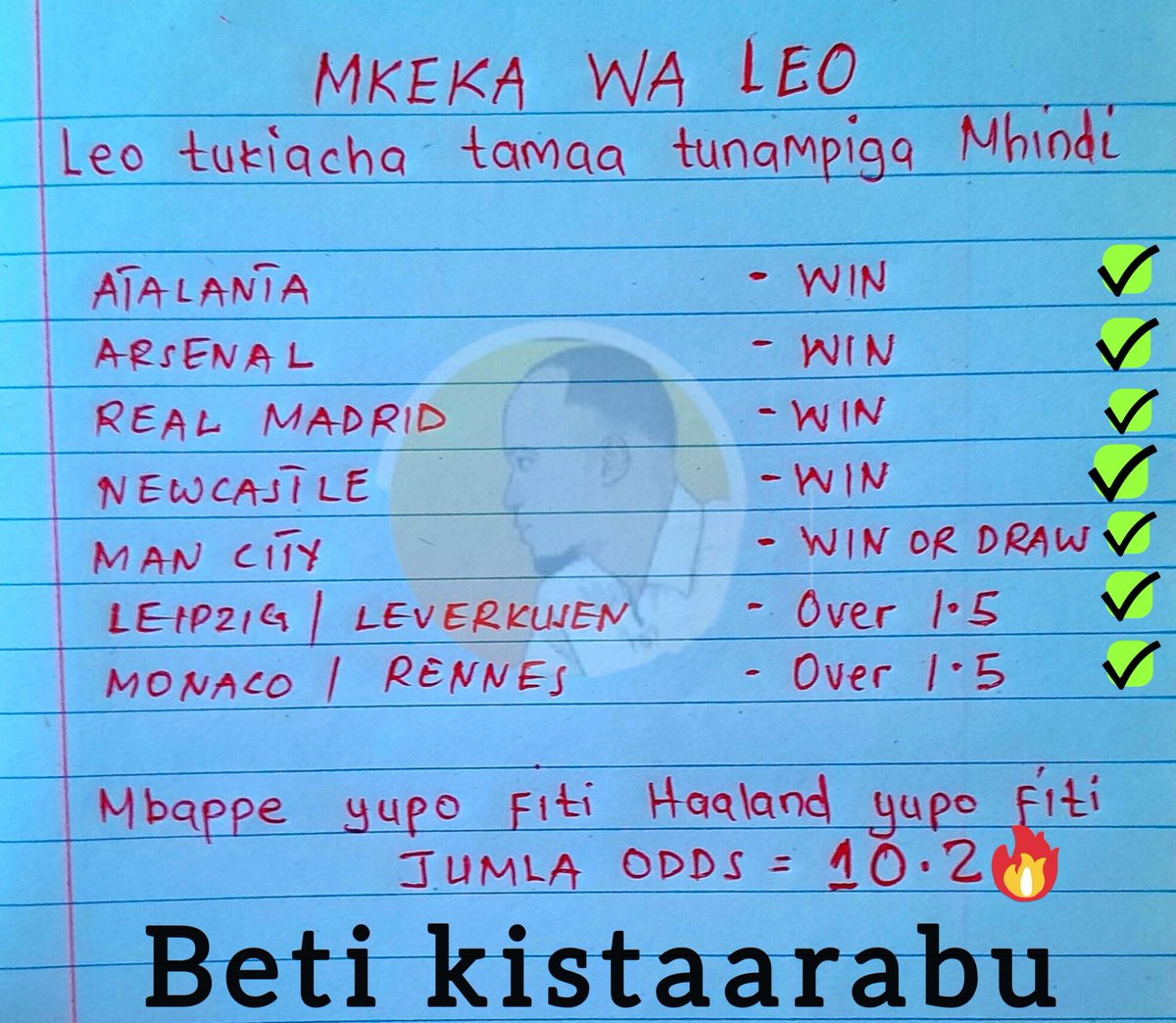 Wanangu wa kubeti Mkeka wetu wa jana ulitiki hongereni kwa Ushindi