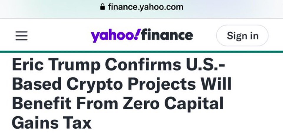 My homie Eric is doing everything he can for crypto investors 🤝

He just confirmed there will be zero capital gains for crypto in the US 💪