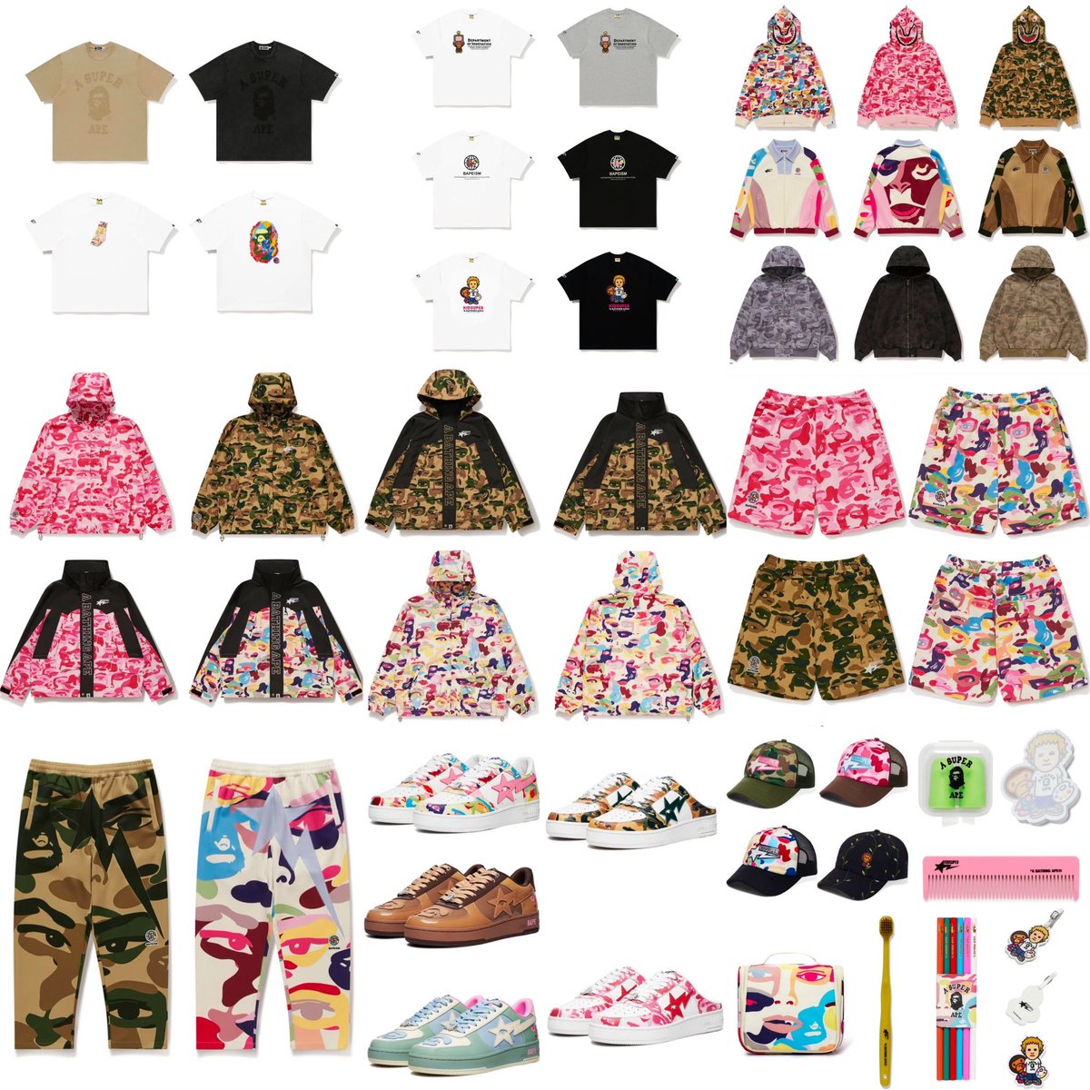 JustFreshKicks's tweet photo. BAPE x KidSuper SS25 Collection 🌸💫 https://t.co/E0gGS4WIAY