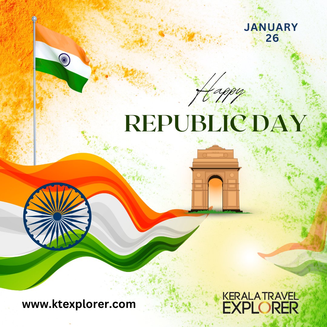 KTEXPLORER's tweet photo. Let’s honor the Constitution that unites us and the freedom that empowers us. Wishing everyone a Happy Republic Day! Jai Hind!"

#RepublicDay #UnityInDiversity #JaiHind #IndianRepublic #ProudIndian #Freedom #SaluteToIndia #IndiaCelebrates #HappyRepublicDay #NationFirst https://t.co/HzIgwgW5Cu