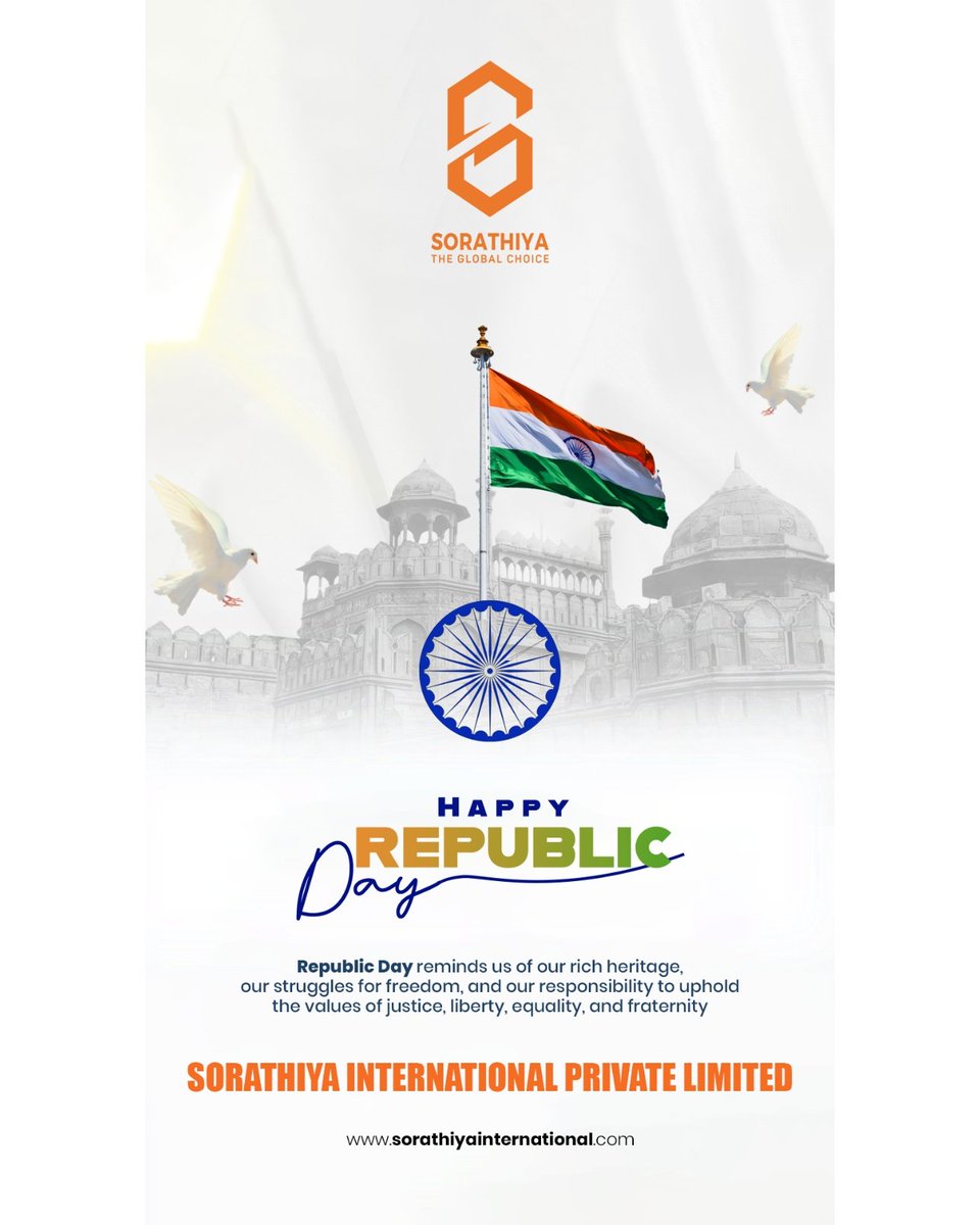 SIPL_RAJKOT's tweet photo. Happy Republic Day 2025! Let us come together to celebrate the spirit of unity, liberty, and democracy that makes India truly incredible. https://t.co/ngHydMpeRT