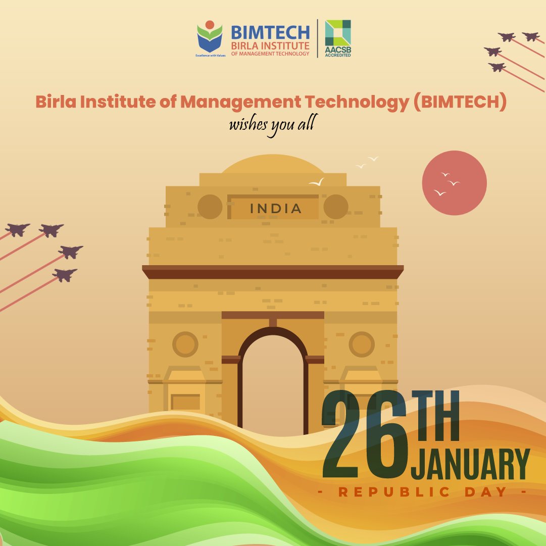 "Today, India celebrates its 76th Republic Day, commemorating the adoption of our Constitution. May the spirit of freedom and democracy guide us towards a brighter future for India."

Happy Republic Day from Birla Institute of Management Technology (#BIMTECH).

#RepublicDayIndia