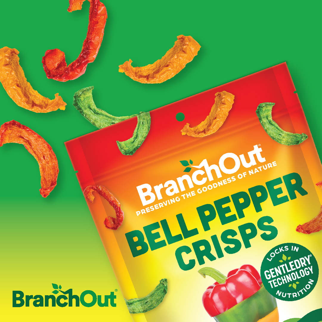 BranchOutSnacks's tweet photo. Snack bright with BranchOut's Bell Pepper Crisps! 🌶✨ Packed with vibrant colors, natural sweetness, and crunch, our crisps are made using GentleDry® Technology to lock in flavor and nutrition. Perfect for healthy snacking or a fun addition to your favorite dishes! 🥗 https://t.co/iHnGc3XkmU