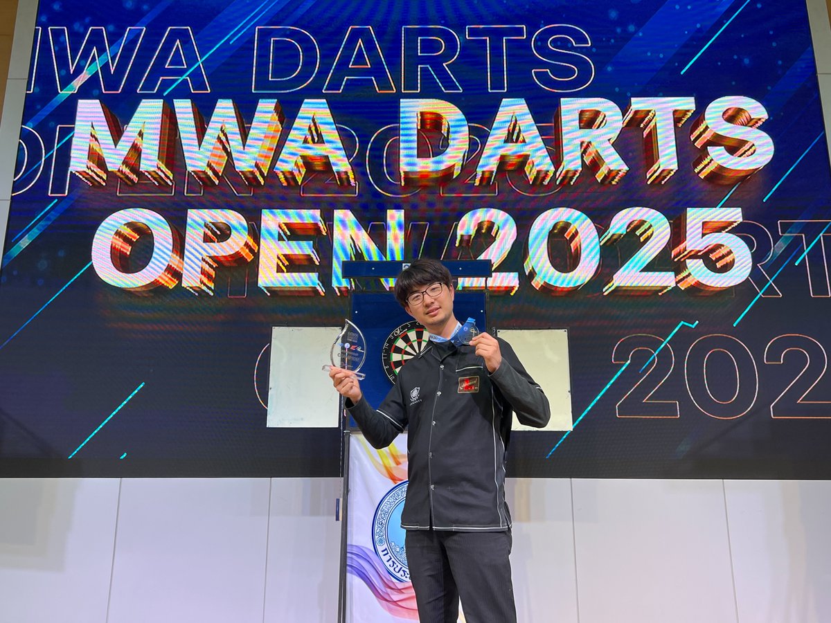DYNASTY_JAPAN's tweet photo. 【MWA DARTS OPEN 2025🇹🇭 大会結果!!】

〇中村周作選手
オープンシングルス 準優勝🥈!!
オープンダブルス 優勝🏆!!

昨日からタイ🇹🇭で開催されているMWA DARTS OPENにて中村周作選手が大活躍✨

シングルス戦では各国から集まった200名を超える参加者の中から見事に準優勝🥈となりました。

本日はチーム戦が開催されております。