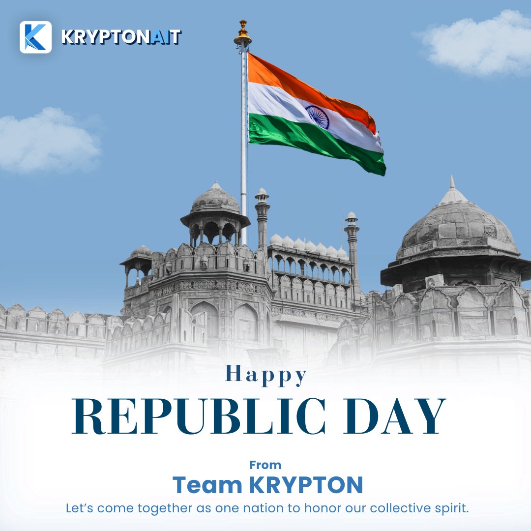 krypton_ai_tech's tweet image. Celebrating the spirit of unity, equality, and diversity on auspicious occasion of 76th Republic Day.

.
.

Happy Republic Day from Team KRYPTON

#RepublicDay2025  #KryptonAI #India  #AI #Innovation  #StartupIndia