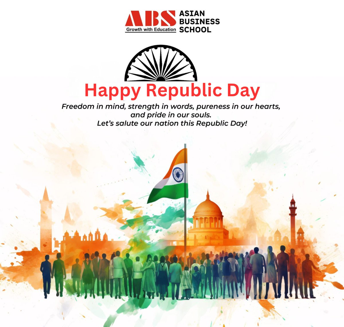 abs_noida's tweet photo. “#AsianBusinessSchool wishes you all a Happy #RepublicDay! 🇮���
On this day, let’s embrace the values of integrity, dedication, and progress that define our Republic. Together, let’s take strides toward shaping a stronger and more resilient nation.
 #ABS #pgdm #MBA #PGDMCollege https://t.co/LyS7NWNl1N