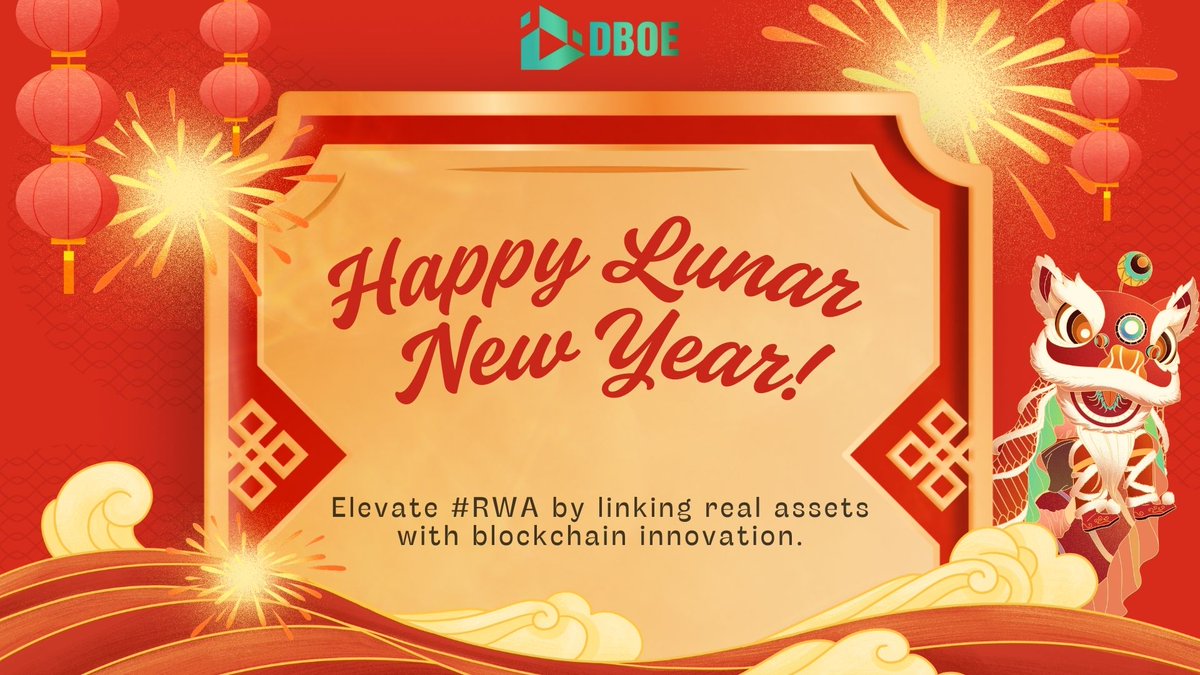 DBOE_Official's tweet photo. π§§ Celebrate the Year of the Snake with #DBOE! π§§
π Celebrate the Lunar New Year with over 1 Million DBOE Points lucky red envelopes, and festive surprises! π
This year, letβs elevate the #RWA universe by connecting real assets with blockchain innovation. π
π Discover the exciting treasures waiting for you this Spring Festival!
https://t.co/qlqkeZl3e9
