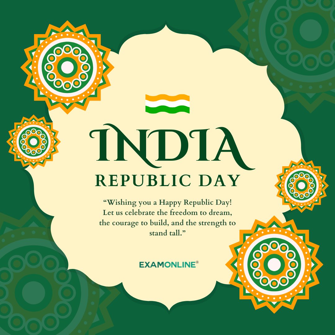 Happy 76th Republic Day! 🇮🇳 ExamOnline salutes India's spirit of unity &amp; progress. We empower organizations with innovative online exam solutions, enabling them to conduct secure and efficient assessments. #RepublicDay2025 #ExamOnline