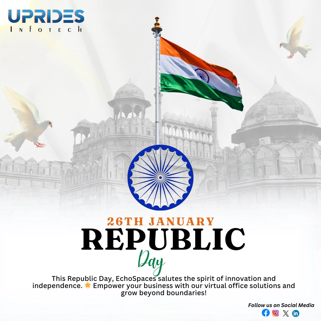 upridesinfotech's tweet photo. #HappyRepublicDay

Swaatantrata ka Maan, Swadhinta ka Abhiman, Har Bharatwasi ka Abhushan.

Wishing everyone a day filled with pride and patriotism!

#JaiHind 

#republicday #republicdayindia #proudindian #india #deshbhakti #bharat #republicspirit #democracyday #UpRidesInfotech https://t.co/HOR09XRWR0