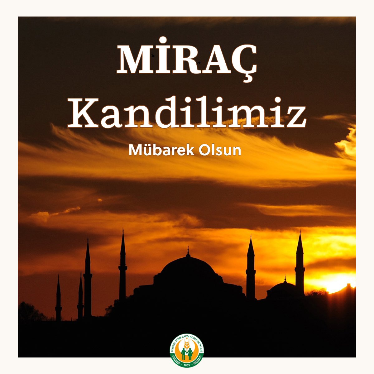 tarimkredi's tweet photo. Miraç Kandili’nin ülkemize, İslam alemine ve tüm insanlığa huzur ve barış getirmesini, hayırlara vesile olmasını temenni ederiz. https://t.co/NMe3Os4bum