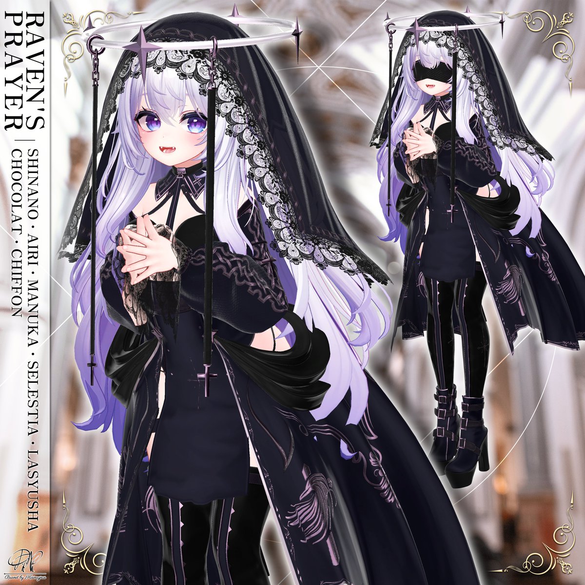 Pini_3D's tweet photo. こんにちは、Piniです。
今回、黒い修道女の衣装「Raven's Prayer」を発売します！☩✨

LINK : https://t.co/ctB3cjUklP

🎁発売記念RT＆Followイベント🎁
@Pini_3D をフォローして、この投稿をRT&❤してくれる5名様に 「Raven's_Prayer 」 をプレゼントします！🥳

抽選は2/2✅

写真を撮るときは #Pini_3D_Prod お願いします！

よろしくお願いします! 

#Maya3D #VRChat #VRC #booth_pm #3DModel #Pini_3D #Pini_3D_Prod