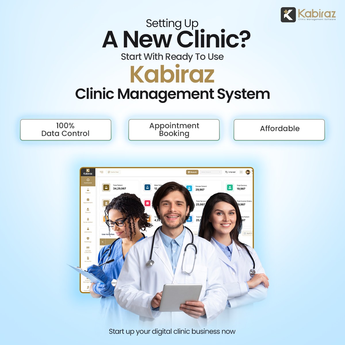 KabirazSoft's tweet photo. Opening a new clinic? Get started with Kabiraz – the ready-to-use Clinic Management System that simplifies operations from day one!

Learn More: https://t.co/n1gA2BgnCa

#ClinicManagement #HealthcareTech #Kabiraz https://t.co/Rh7Mem4JCM