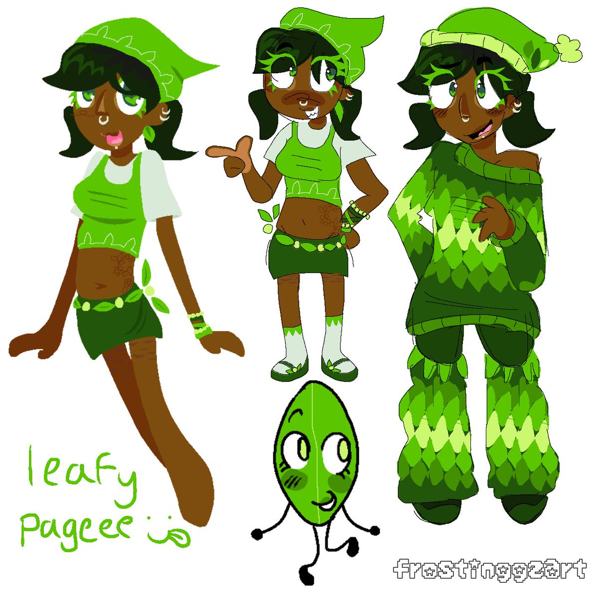 frostinggz420's tweet photo. drew some more leafys ^_^ tysm for all the love on the last leafy post i love drawing her gijinka #osctwt #bfdi #tpot https://t.co/J0wkiPNTGO