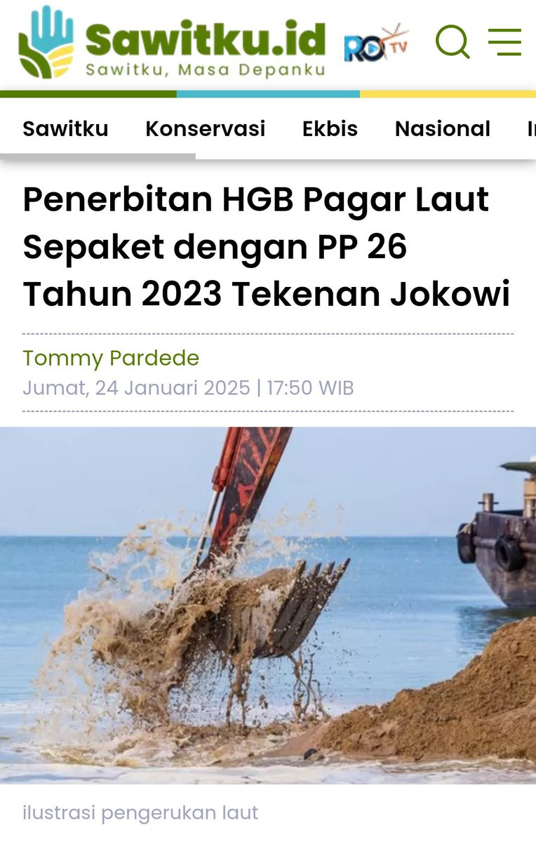JEDAARRRR!!!!
Sepaket Tohhhhh???...
--
HGB sepaket dg Pengurukan Laut
yg dilegalkan lewat PP 26/2023...

Pantes ada yg statemen "sesuai
dg aturan".. Aturannya dia TTD dulu

sawitku.id/nasional/81414…