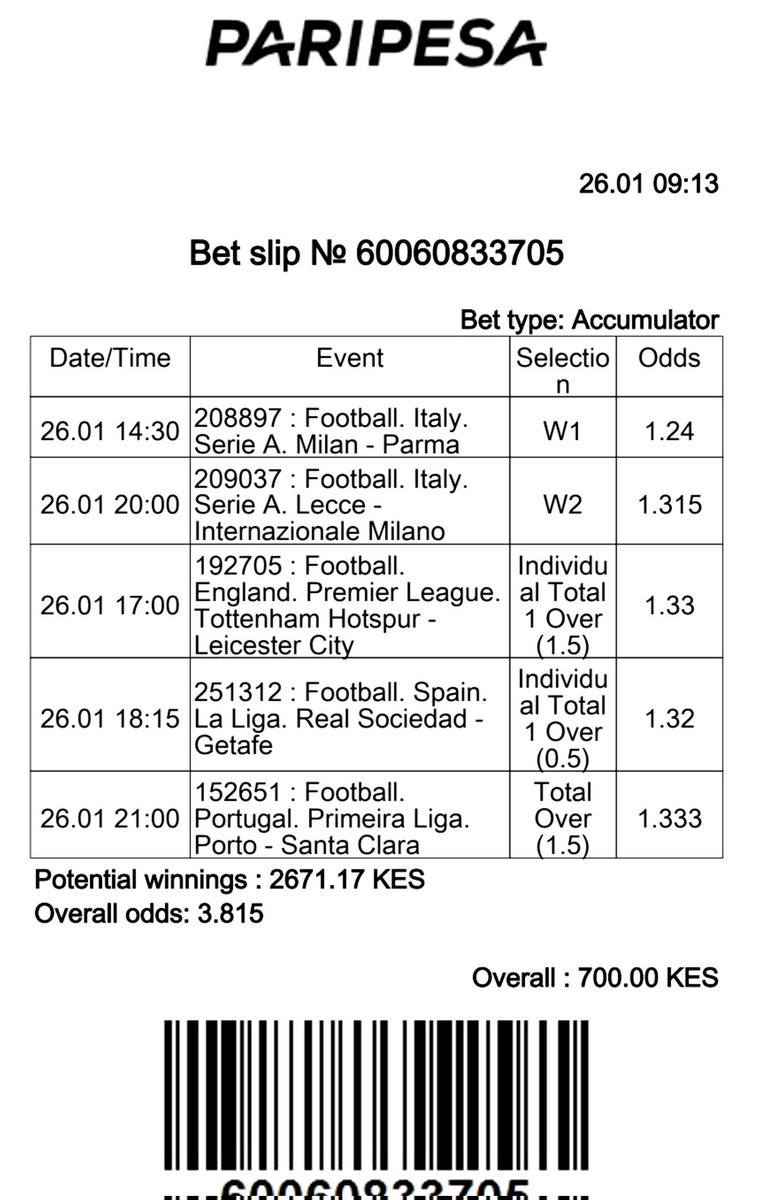 mannupierre_'s tweet photo. 3 ODDS ACCUMULATOR ✅️ ✅️ ✅️ REPOST✔️

Paripesa code 👉 TPRFL

Join paripesa and place this bet with 95% Chances of Winning. 

Register here https://t.co/W0ta0aFy1p
Use Promocode 👉 MAXON 

#pesatips #RailaAssassination Sanchez Sonko https://t.co/rqxt1jkEUH